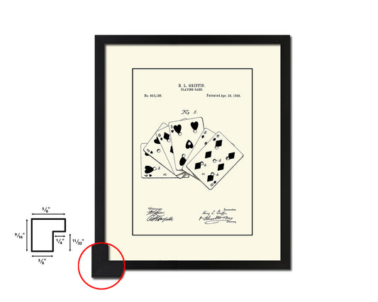 Poker Game Playing Card Vintage Patent Artwork Black Frame Print Gifts