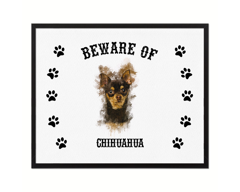 Beware of Cats and Dogs Sign Wood Framed Print Wall Art Decor Gifts