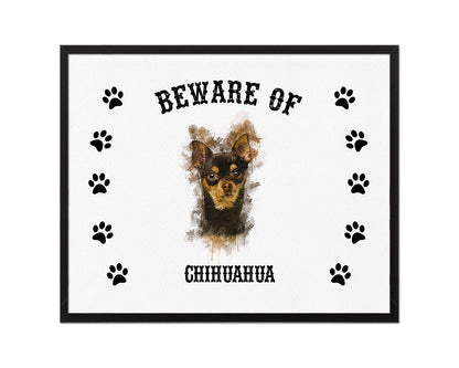 Beware of Cats and Dogs Sign Wood Framed Print Wall Art Decor Gifts