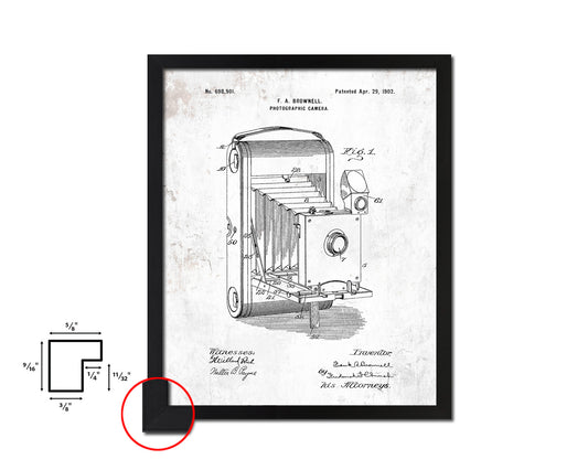 Brownell Photographic Camera Vintage Patent Artwork Black Frame Print Wall Art Decor Gifts