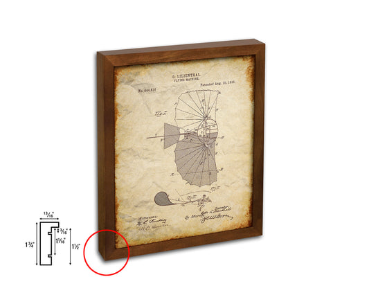 Flying Machine Airplane Vintage Patent Artwork Walnut Frame Print Wall Art Decor Gifts