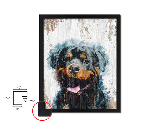 Rottweiler Dog Puppy Portrait Framed Print Pet Watercolor Wall Decor Art Gifts