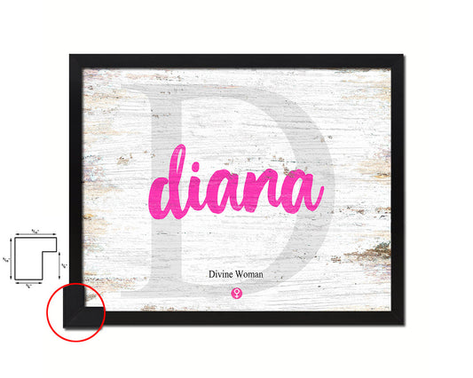 Diana Personalized Biblical Name Plate Art Framed Print Kids Baby Room Wall Decor Gifts