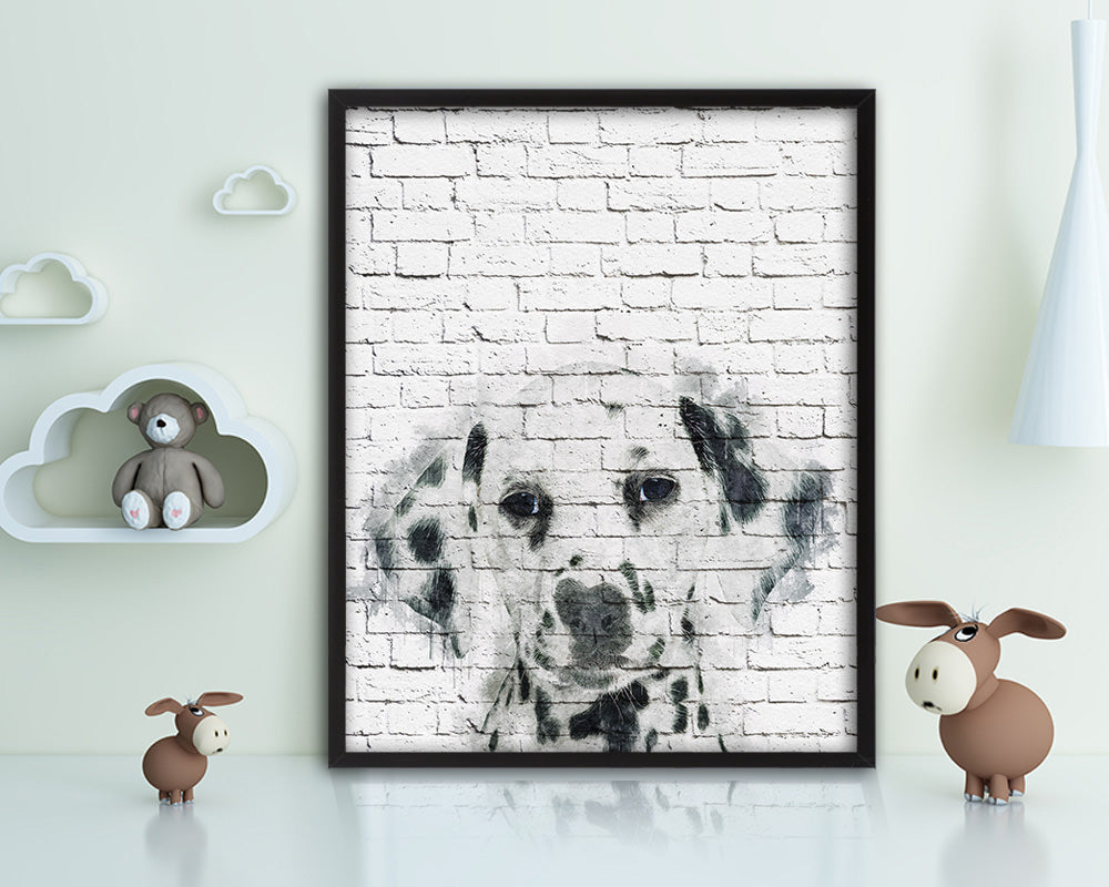 Dalmatian Dog Puppy Portrait Framed Print Pet Watercolor Wall Decor Art Gifts