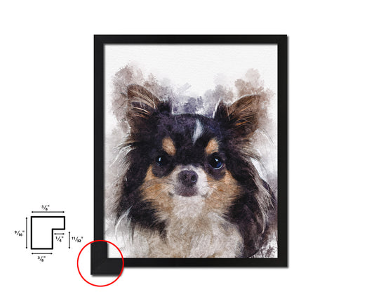 Chihuahua Dog Puppy Portrait Framed Print Pet Watercolor Wall Decor Art Gifts