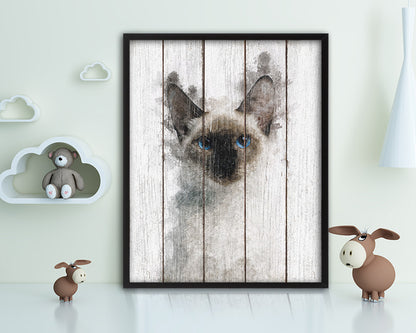 Thai Kitten Cat Kitten Portrait Framed Print Pet Home Decor Custom Watercolor Wall Art Gifts