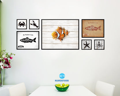Clownfish Framed Print Modern Restaurant Sushi Bar Modern Watercolor Wall Art Decor
