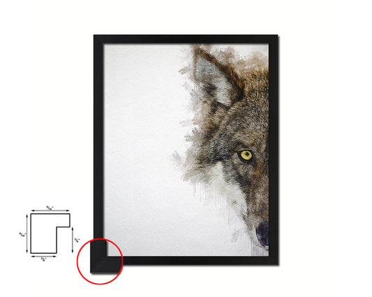 Grey Wolf Animal Painting Print Framed Art Home Wall Decor Gifts
