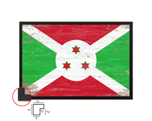 Burundi Shabby Chic Country Flag Wood Framed Print Wall Art Decor Gifts
