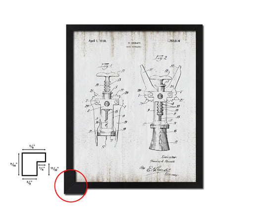 Cork Extractor Wine Vintage Patent Artwork Black Frame Print Gifts