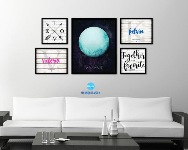 Uranus Planet Prints Watercolor Solar System Framed Print Home Decor Wall Art Gifts