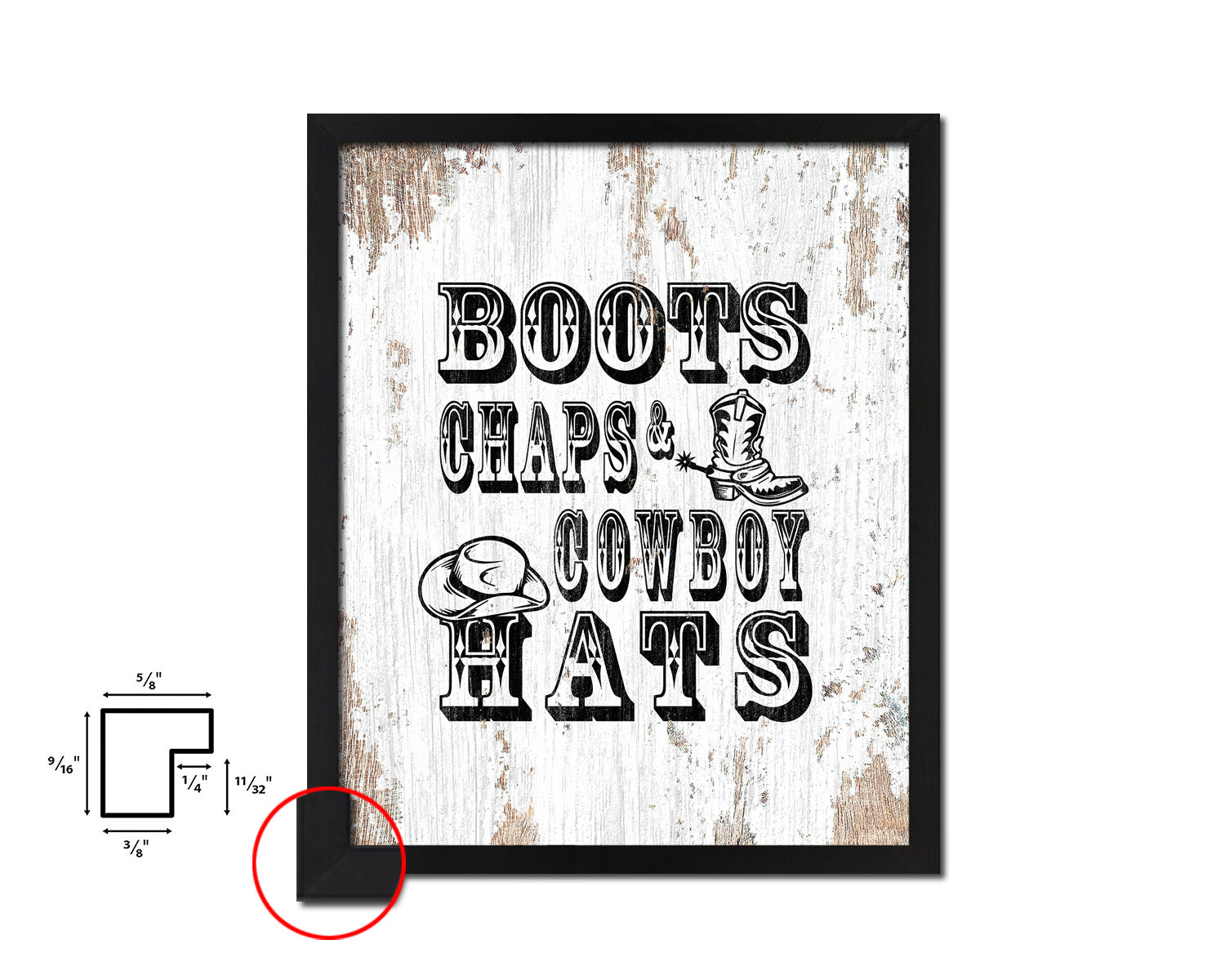 Boots chaps and cowboy hats Quote Framed Artwork Print Home Decor Wall Art Gifts