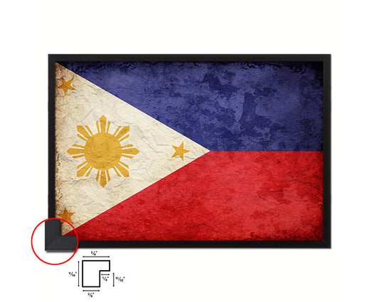 Philippines Country Vintage Flag Wood Framed Print Wall Art Decor Gifts