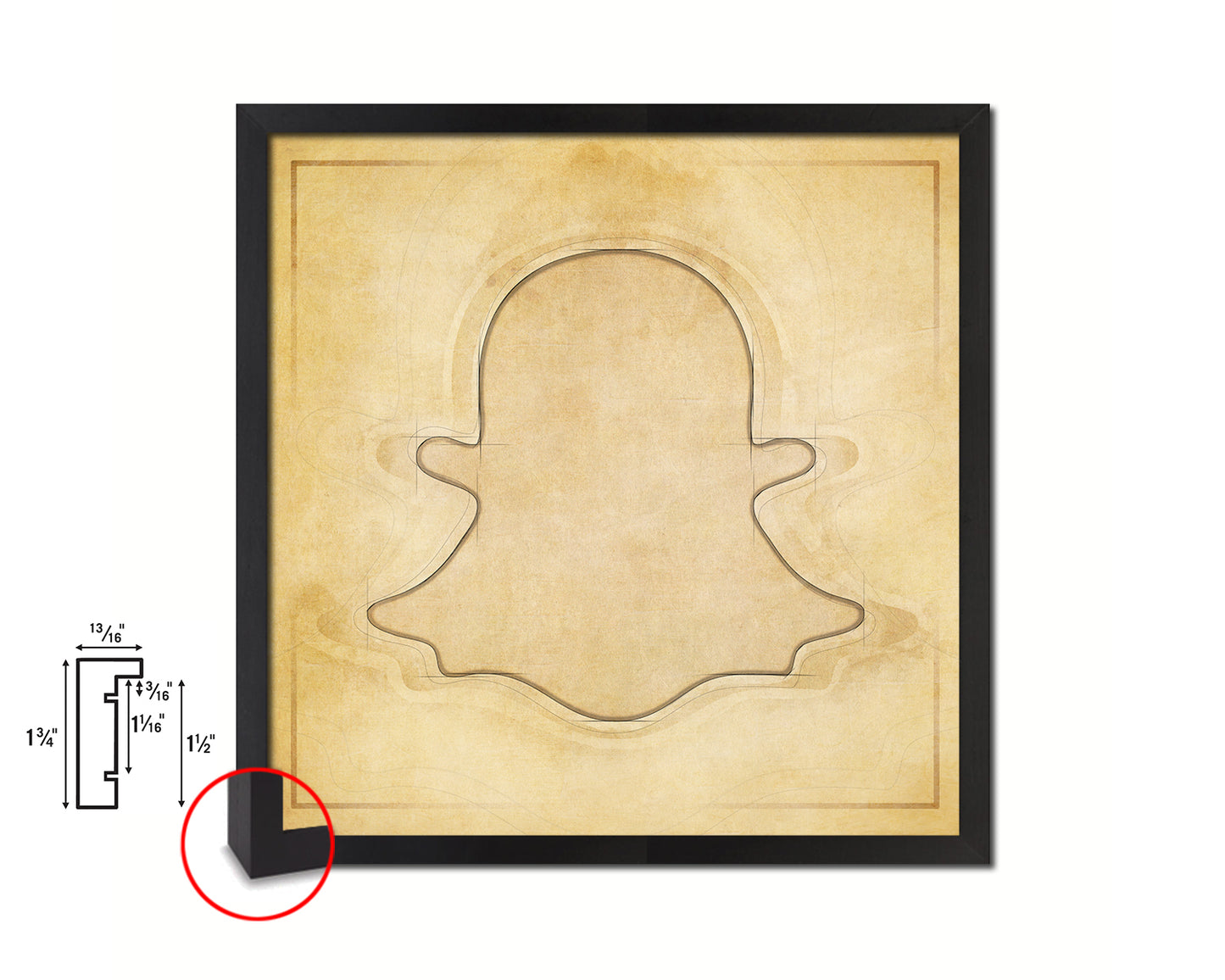 Snapchat Social Media Symbol Icons logo Wood Framed Print Home Decor Wall Art Gifts
