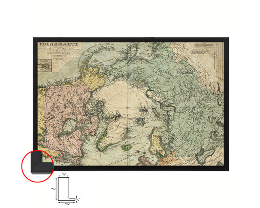 North Pole Stieler Historical Map Framed Print Art Wall Decor Gifts