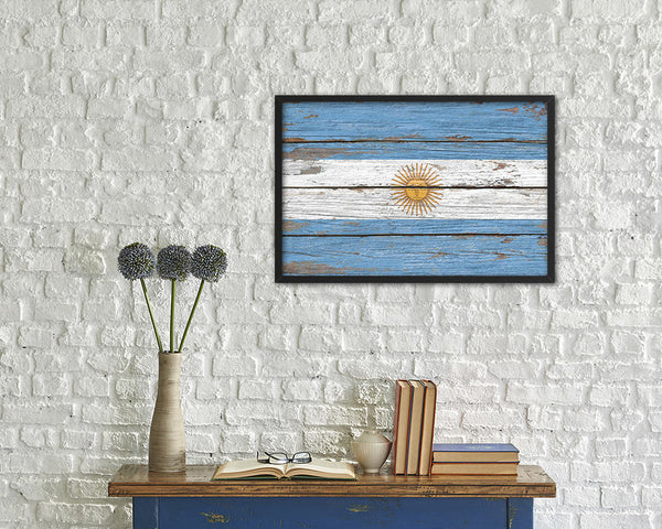 Argentina Country Wood Rustic National Flag Wood Framed Print Wall Art Decor Gifts