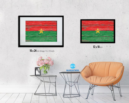Burkina Faso Country Wood Rustic National Flag Wood Framed Print Wall Art Decor Gifts