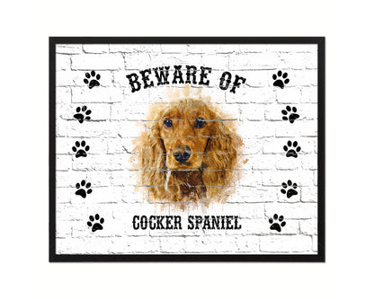 Beware of Chihuahua Sign Wood Framed Print Wall Art Decor Gifts