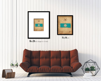 South Dakota State Vintage Map Wood Framed Paper Print  Wall Art Decor Gifts