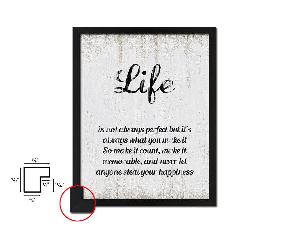 Life is not always perfect Quote Wood Framed Print Wall Decor Art