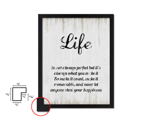 Life is not always perfect Quote Wood Framed Print Wall Decor Art