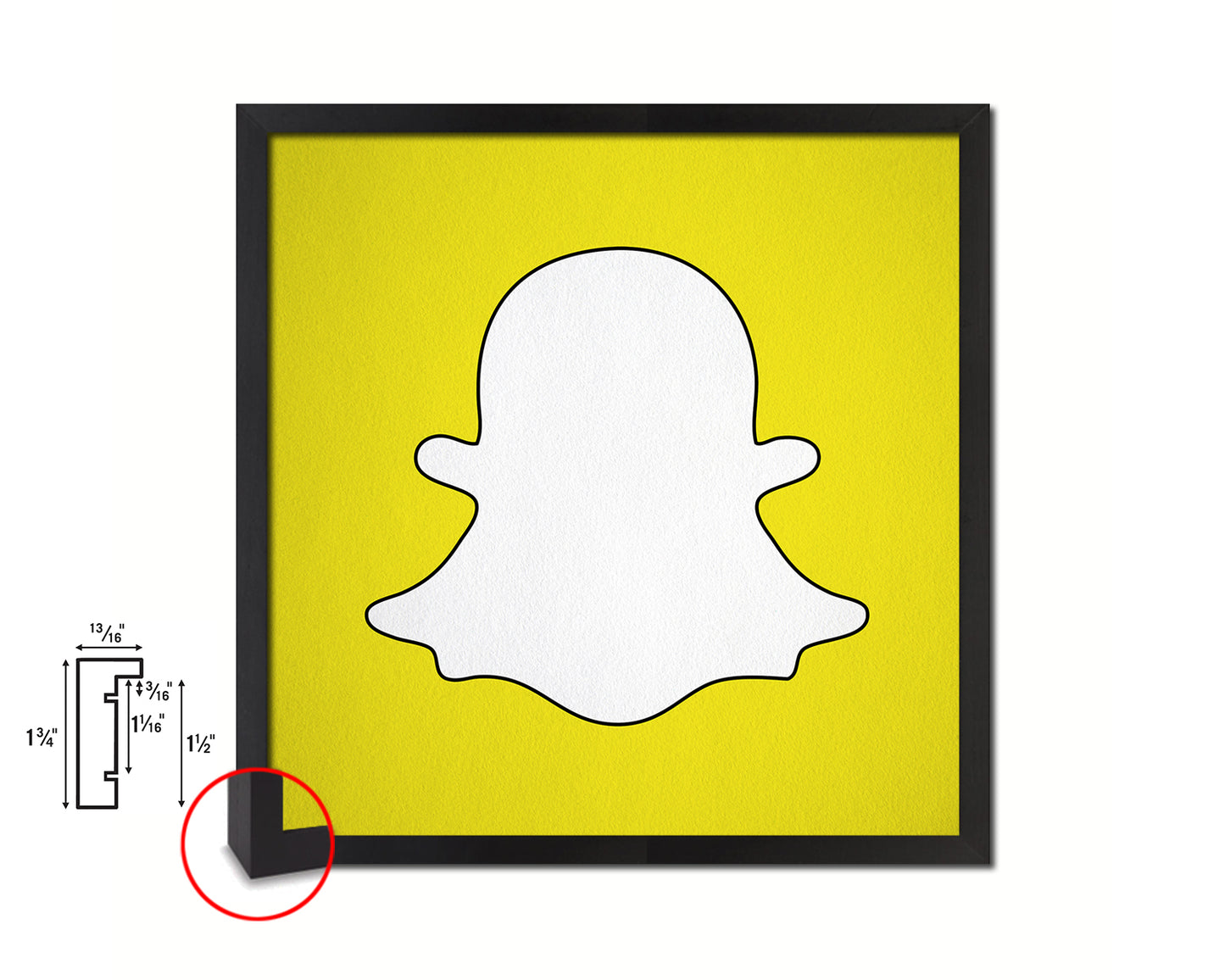 Snapchat Social Media Symbol Icons logo Wood Framed Print Home Decor Wall Art Gifts