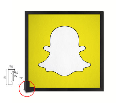 Snapchat Social Media Symbol Icons logo Wood Framed Print Home Decor Wall Art Gifts