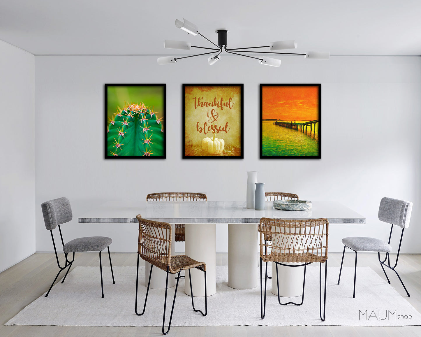 Thankful & Blessed Quote Framed Print Wall Decor Art Gifts