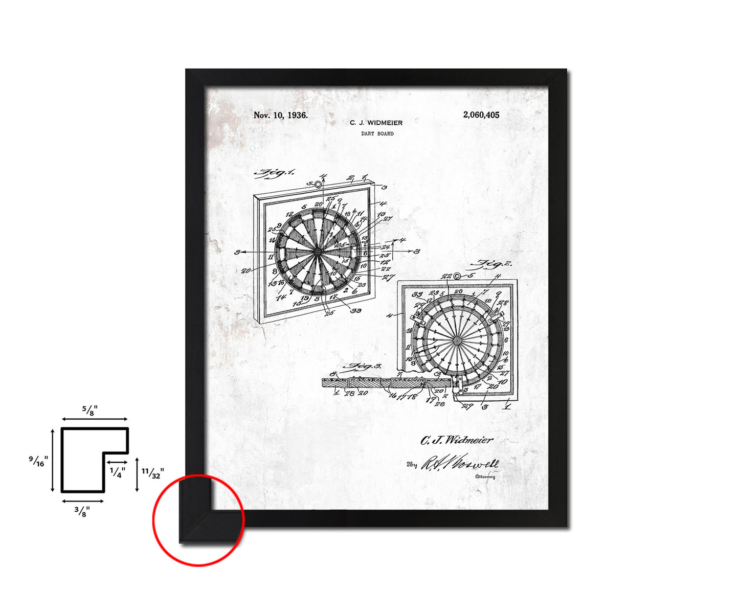 Dart Board Sports Vintage Patent Artwork Black Frame Print Gifts