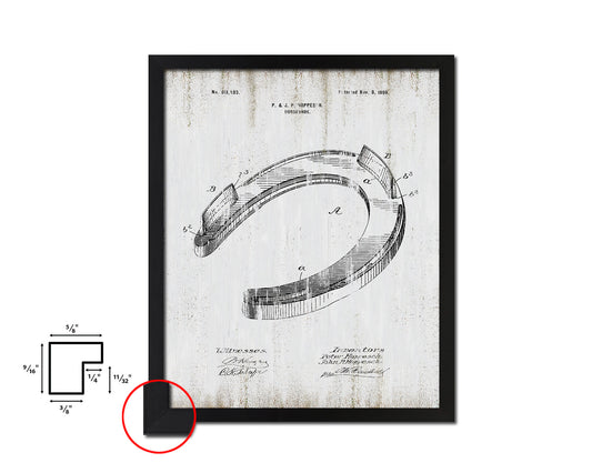 Horseshoe Cowboy Vintage Patent Artwork Black Frame Print Wall Art Decor Gifts