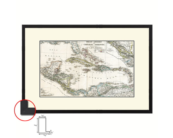 West Indies Old Map Framed Print Art Wall Decor Gifts