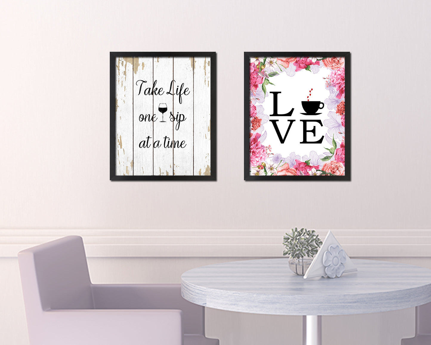 Take life one sip at a time Words Wood Framed Print Wall Decor Art Gifts