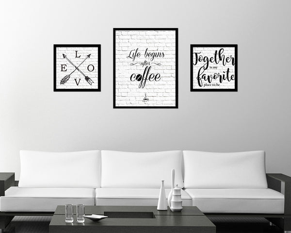 Life begins after coffee Quote Framed Artwork Print Wall Decor Art Gifts
