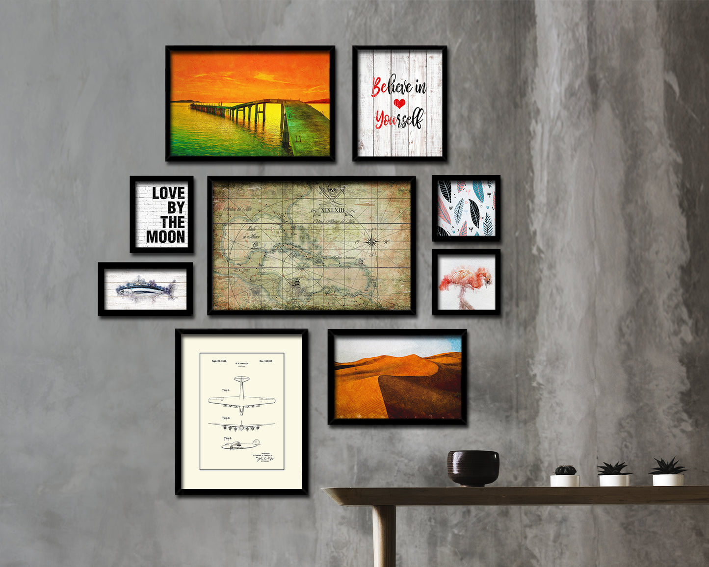 Caribbean Antique Map Framed Print Art Wall Decor Gifts