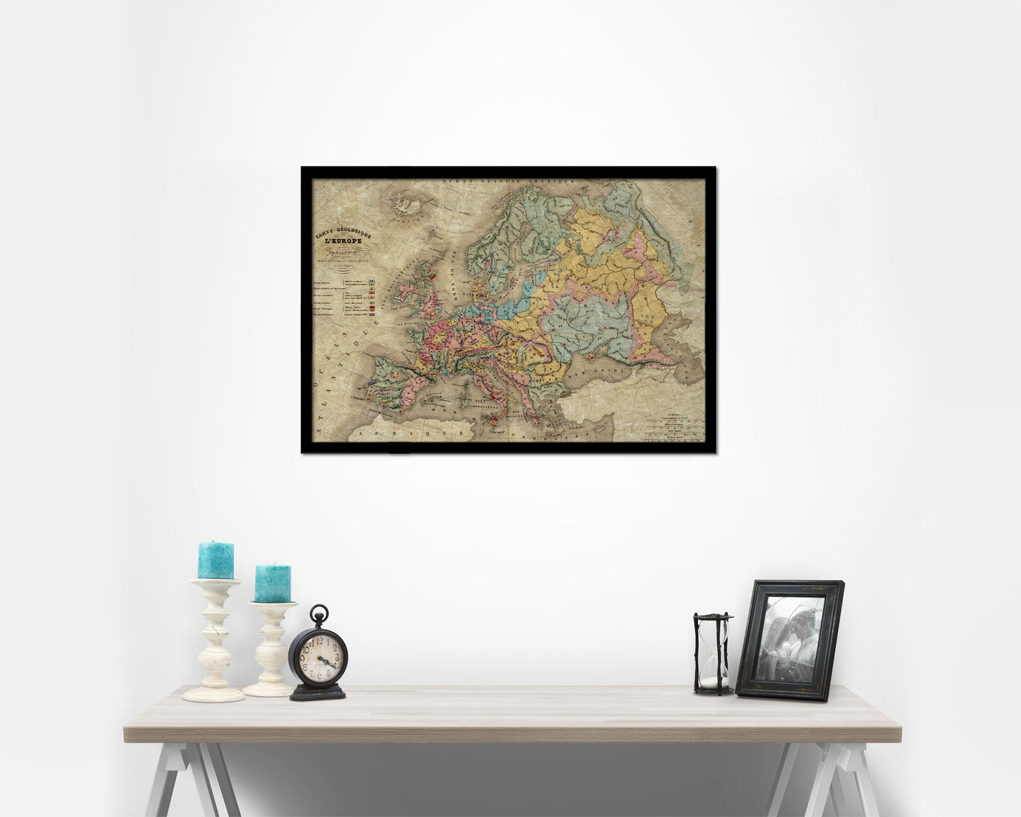 Europe Geological Historical Map Framed Print Art Wall Decor Gifts