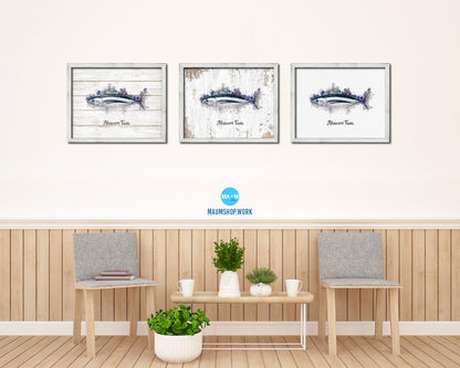 Albacore Tuna Fish Framed Prints Modern Restaurant Sushi Bar Watercolor Wall Art Decor