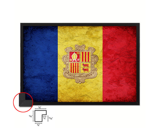 Andorra Country Vintage Flag Wood Framed Print Wall Art Decor Gifts