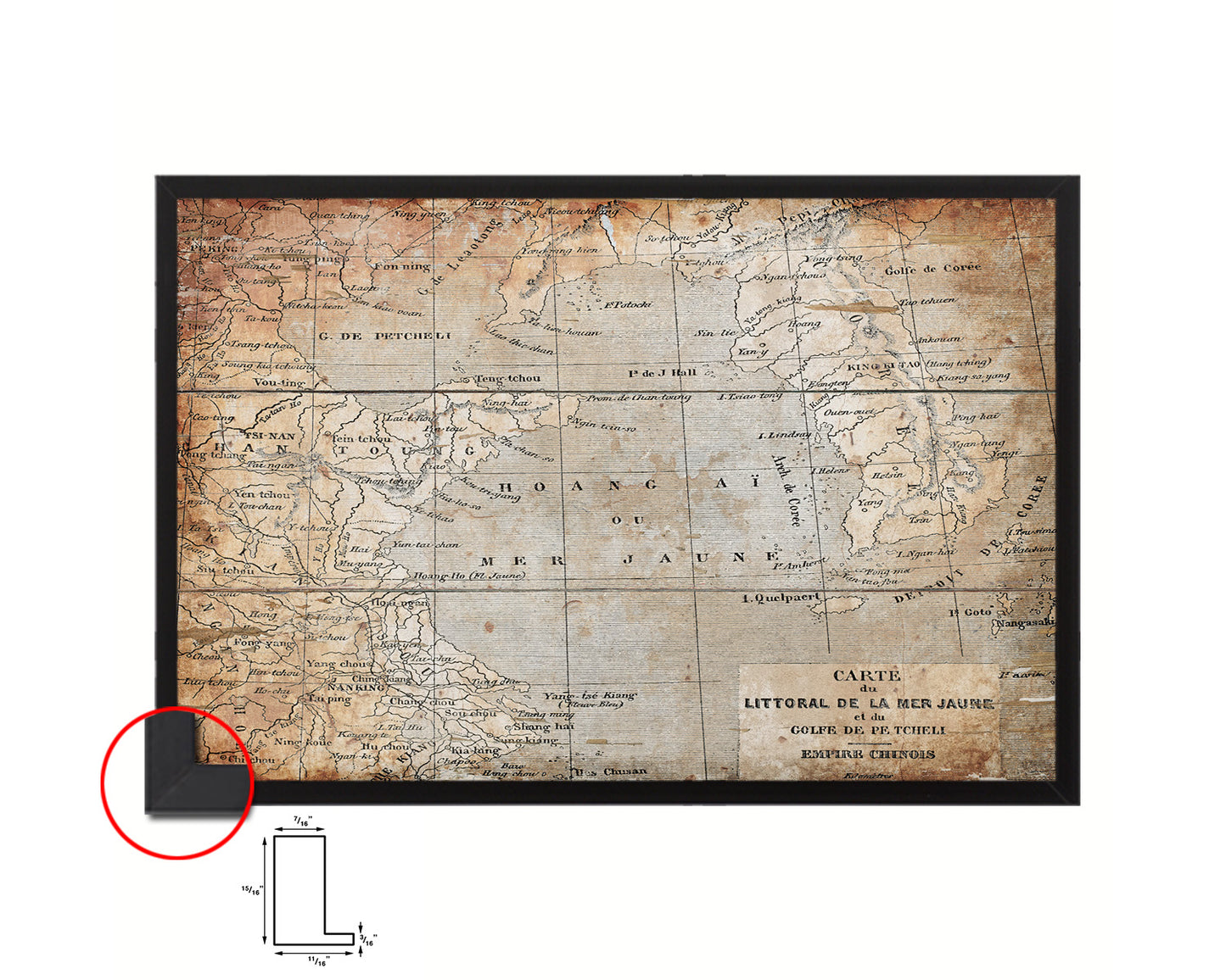 Yellow Sea Coast Erhard Bonaparte Paris 1864 Antique Map Framed Print Art Wall Decor Gifts