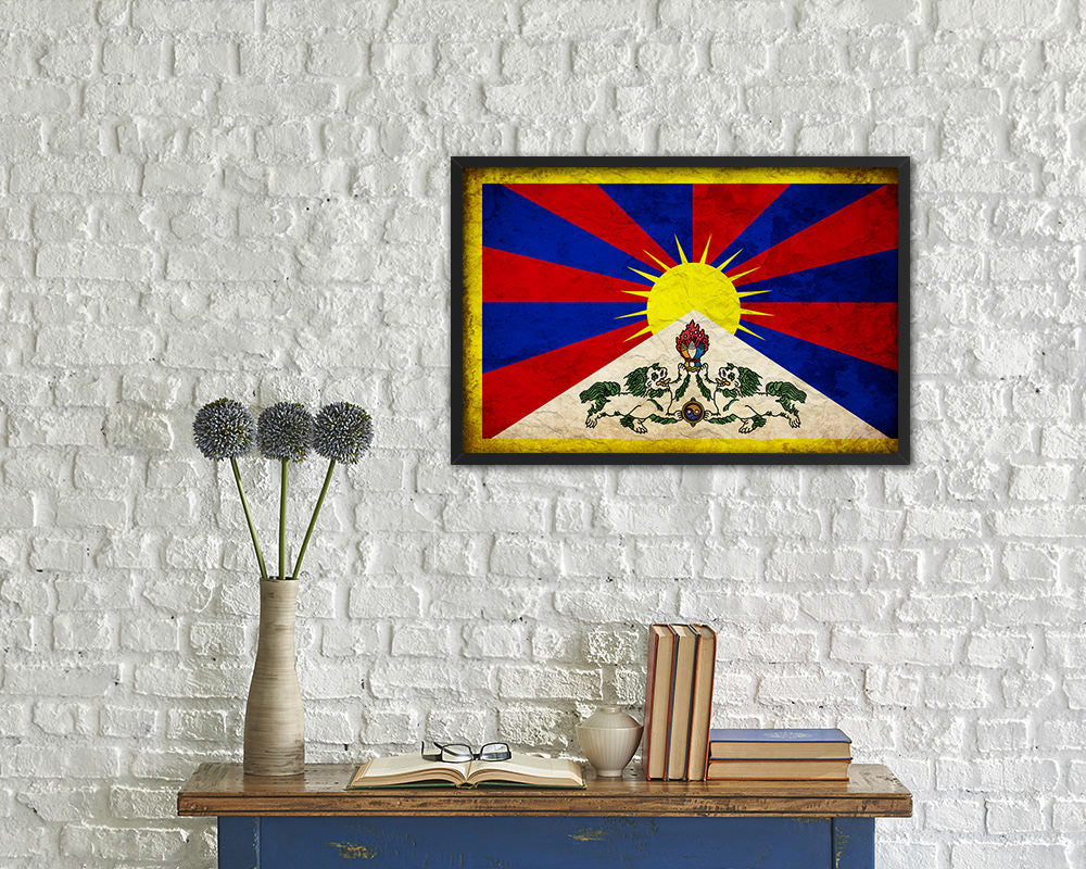 Tibet Country Vintage Flag Wood Framed Print Wall Art Decor Gifts