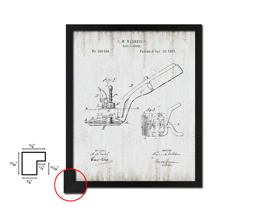 Hair Clipper Barbershop Vintage Patent Artwork Black Frame Print Wall Art Decor Gifts