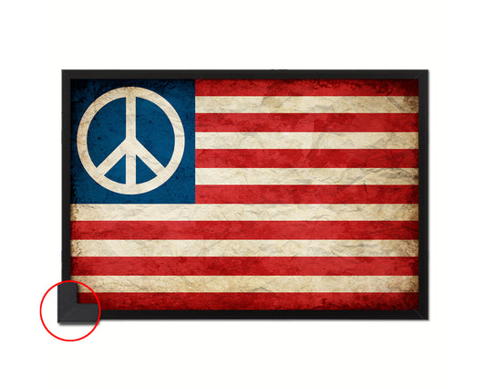 US Peace Sign Anti War American Vintage Military Flag Framed Print Sign Decor Wall Art Gifts