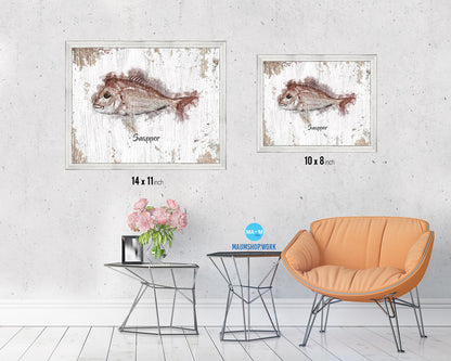 Snapper Fish Framed Prints Modern Restaurant Sushi Bar Watercolor Wall Art Decor
