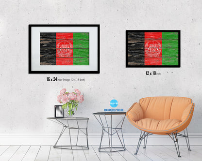 Afghanistan Country Wood Rustic National Flag Wood Framed Print Wall Art Decor Gifts