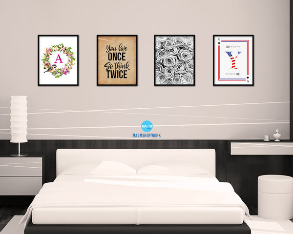 You live once so think twice Quote Paper Artwork Framed Print Wall Decor Art