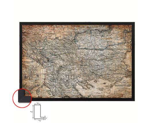 Balkans Hungary Romania Europe's Third World Antique Map Framed Print Art Wall Decor Gifts