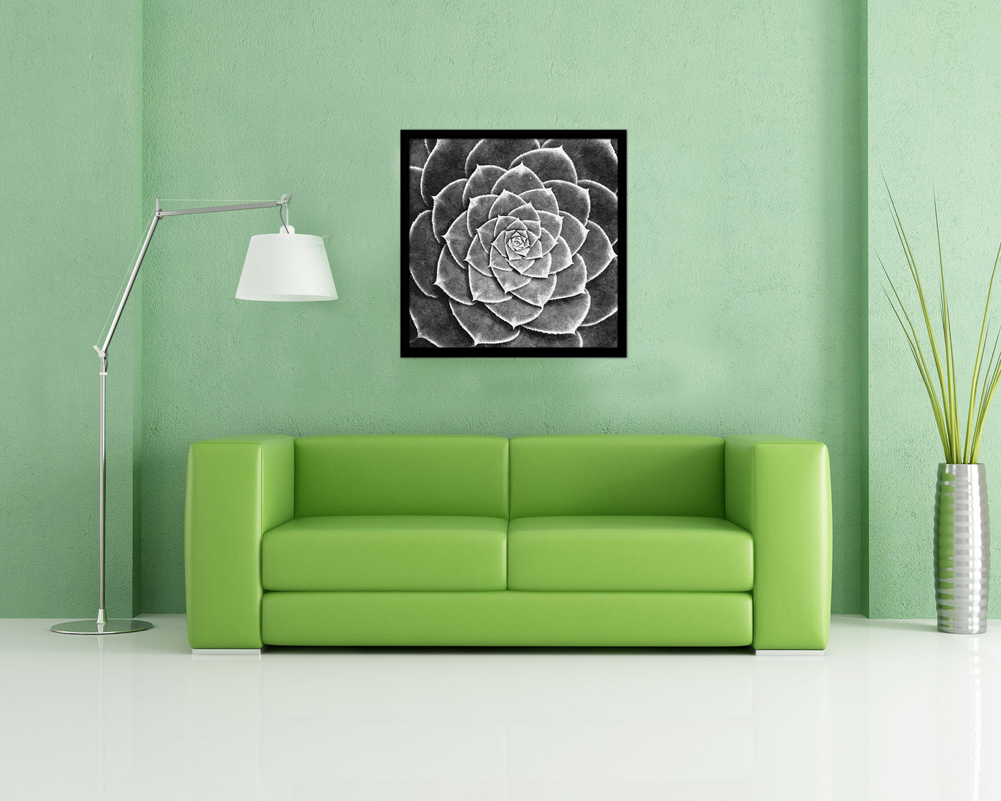 Cactus Plant Succulents B &W Leaves Spiral Plant Wood Framed Print Decor Wall Art Gifts