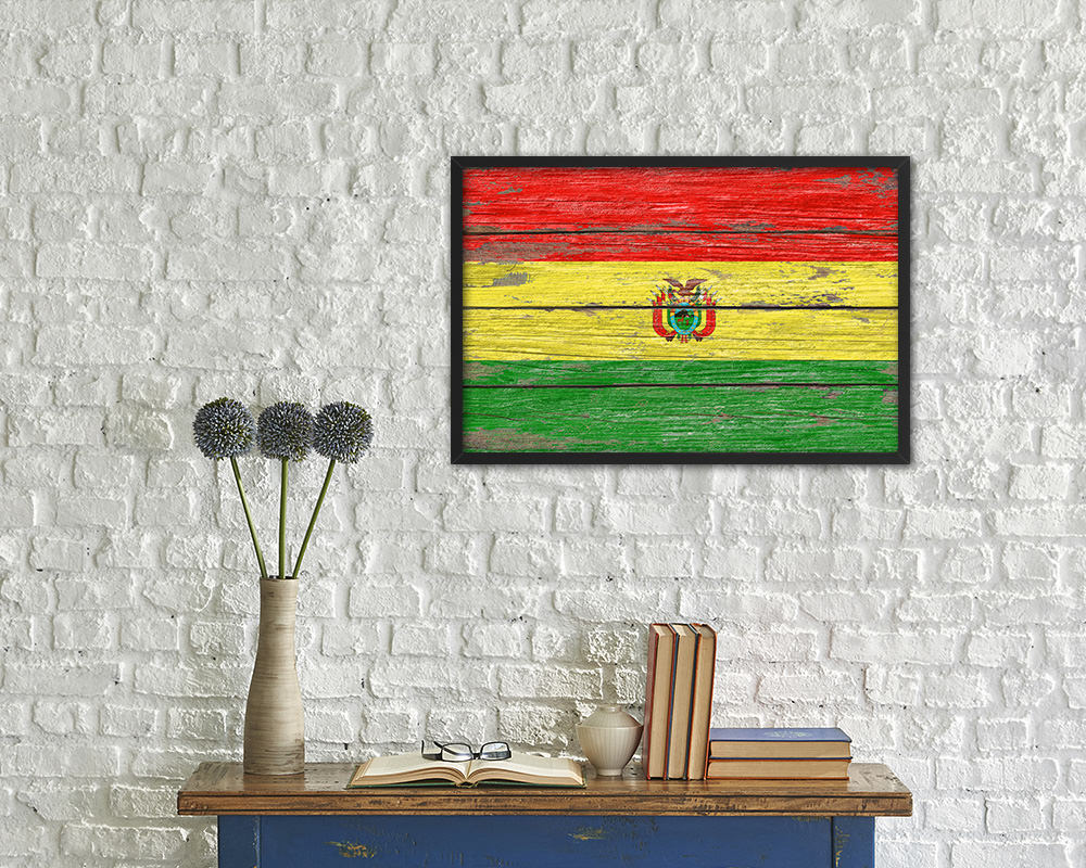 Bolivia Country Wood Rustic National Flag Wood Framed Print Wall Art Decor Gifts
