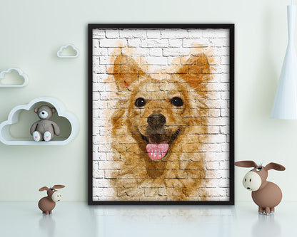 Terrier Dog Puppy Portrait Framed Print Pet Watercolor Wall Decor Art Gifts
