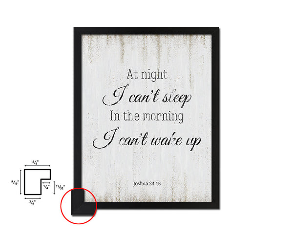 At night I can't sleep in the morning Quote Wood Framed Print Wall Decor Art