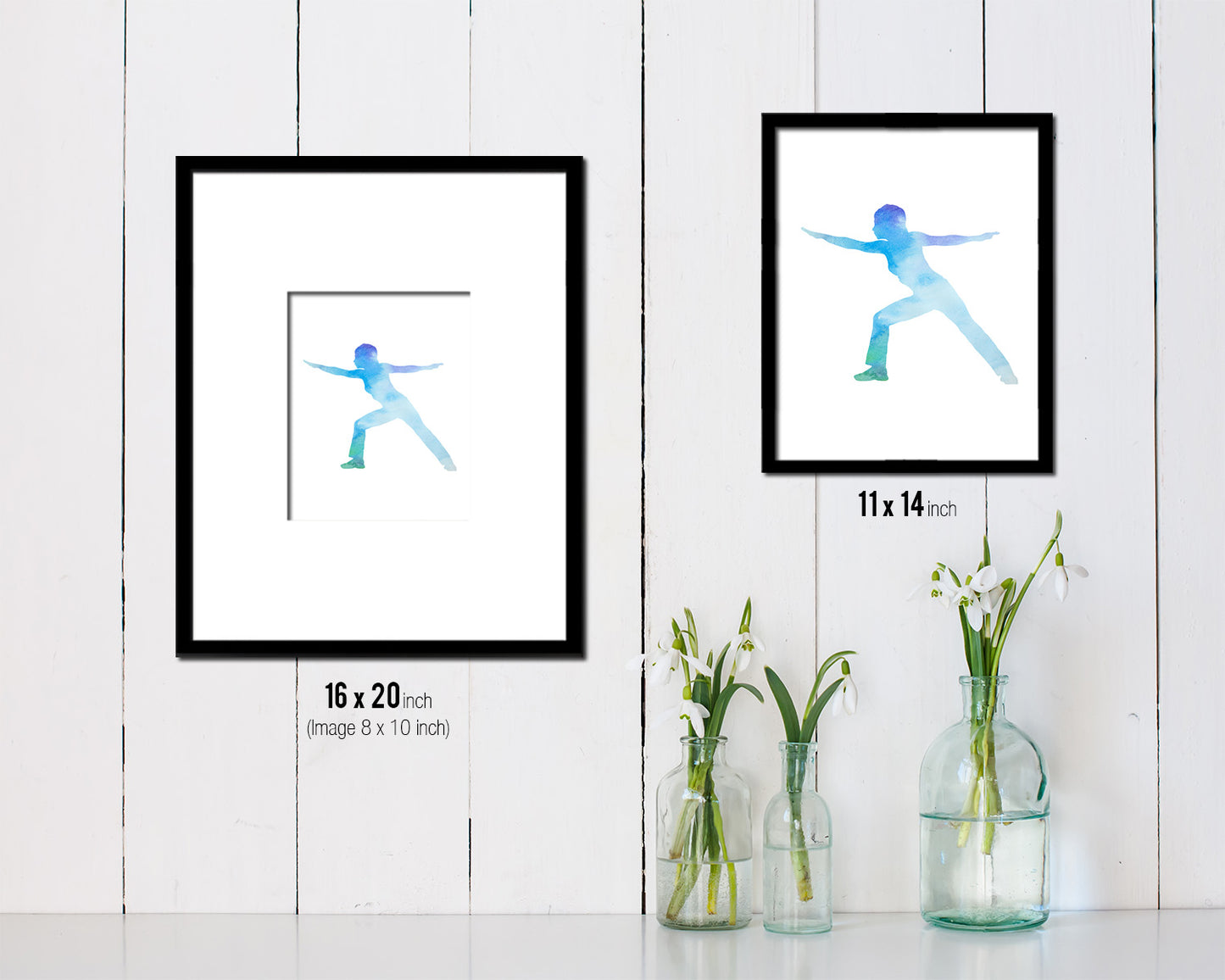 Warrior II Virabhadrasana II Yoga Wood Framed Print Wall Decor Art Gifts